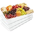 Plasticpro Plastic Serving Trays - Serving Platters Rectangle 9X13 Disposable Party Dish 4 White