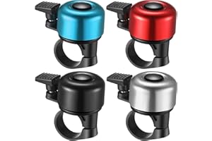 4Pcs Mini Bike Bell,Aluminum Alloy Crisp Sound Bicycle Ring Bell,Loud Sound Bells for Road Mountain Bike Handlebars (4 Color)