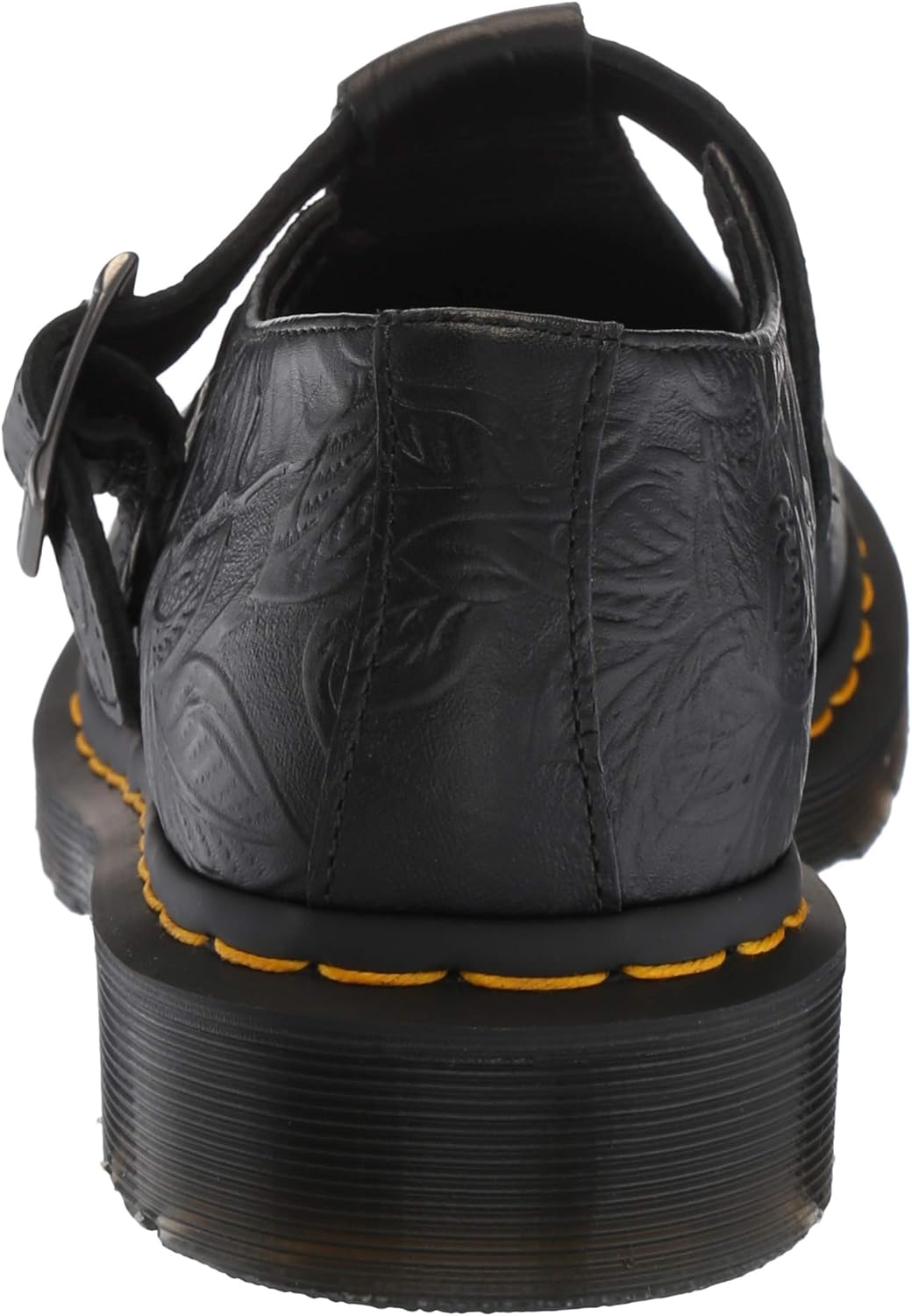 dr martens black polley floral emboss flat shoes