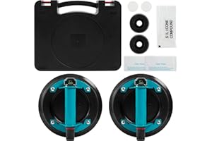 ZUOS 8" Glass suction cups to lift large glass, Tile Suction Cup Lifter with Handle and Pump, 572 LB Load Capacity Heavy Duty Vacuum Lifter for Lifting Large Tile, Granite, Metal, Windows (2-Pack)