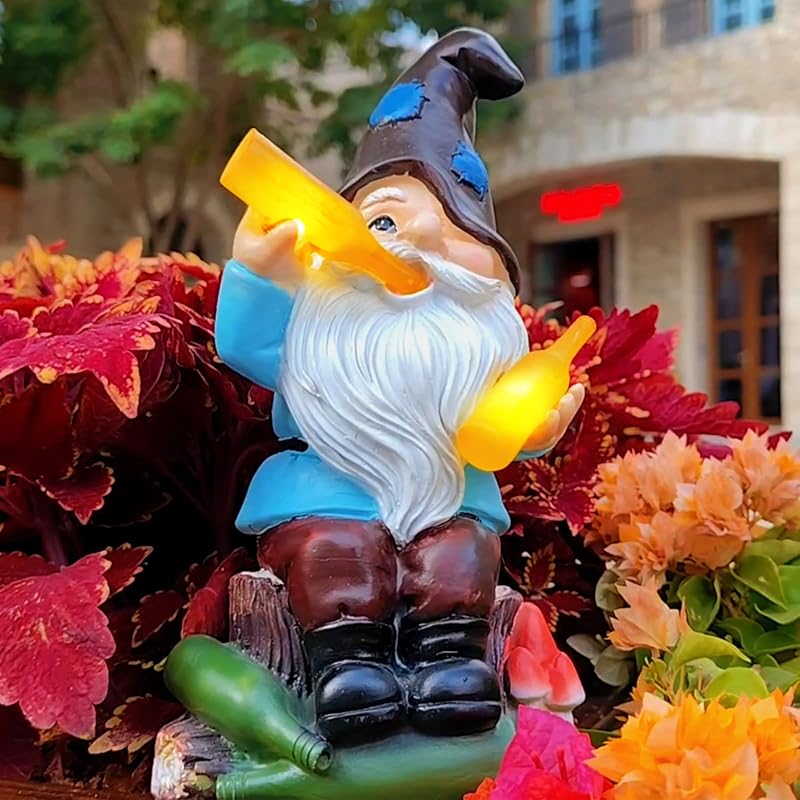 TickTime Solar Garden Gnome Lights - Funny Outdoor Gnomes Gift for Mum Grandma