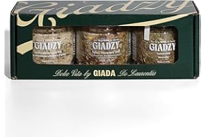 Giadzy by Giada De Laurentiis 3 Pack Tuscan Grill Seasoning Set - Spicy Seasoned Salt, Lemon and Oregano Salt, Tuscan Grill. Made in Italy with Simple Natural Ingredients