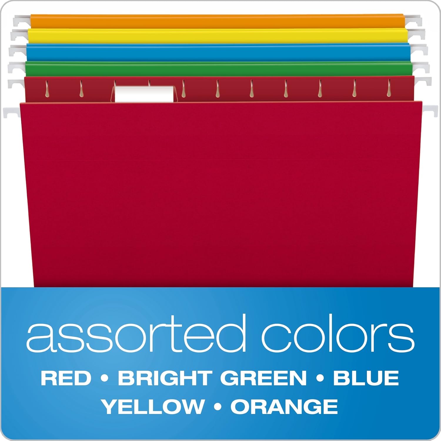 Pendaflex Hanging File Folders, Letter Size, Assorted Colors, 1/5-Cut Adjustable Tabs, 25 Per Box (81663) : Office Products