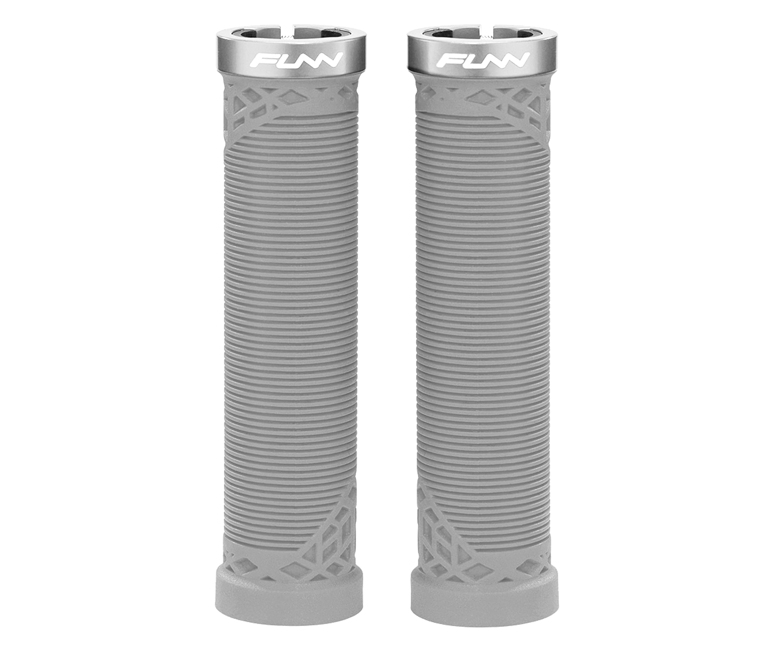 Funn Hilt Mountain Bike Handlebar Grips With Single Lock On Clamp, Lightweight And Ergonomic Bicycle Handlebar Grips with 22 mm Inner Diameter, Unique Patterned Bicycle Grips For MTB/BMX (Gray)