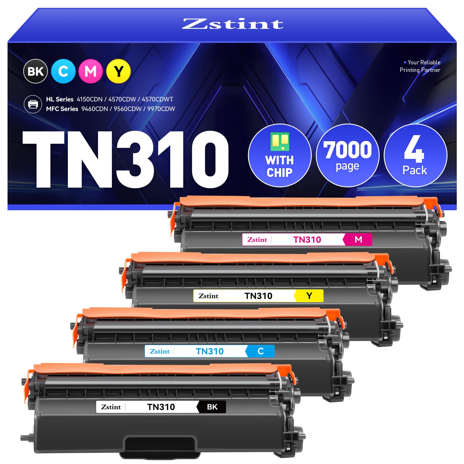 TN310 Toner Cartridge Set 4-Pack Black Cyan Yellow