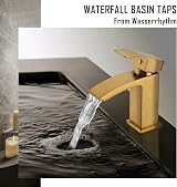 Hapilife Basin Taps Mixer Waterfall Brushed Gold 1 Hole Mono Cloakroom view 2