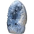 FZBHRO Large Blue Celestite Cluster Geode Healing Crystal Stone Collection Mineral Specimen Home Office Decor Meditation Gifts 1.3-1.7 Pound