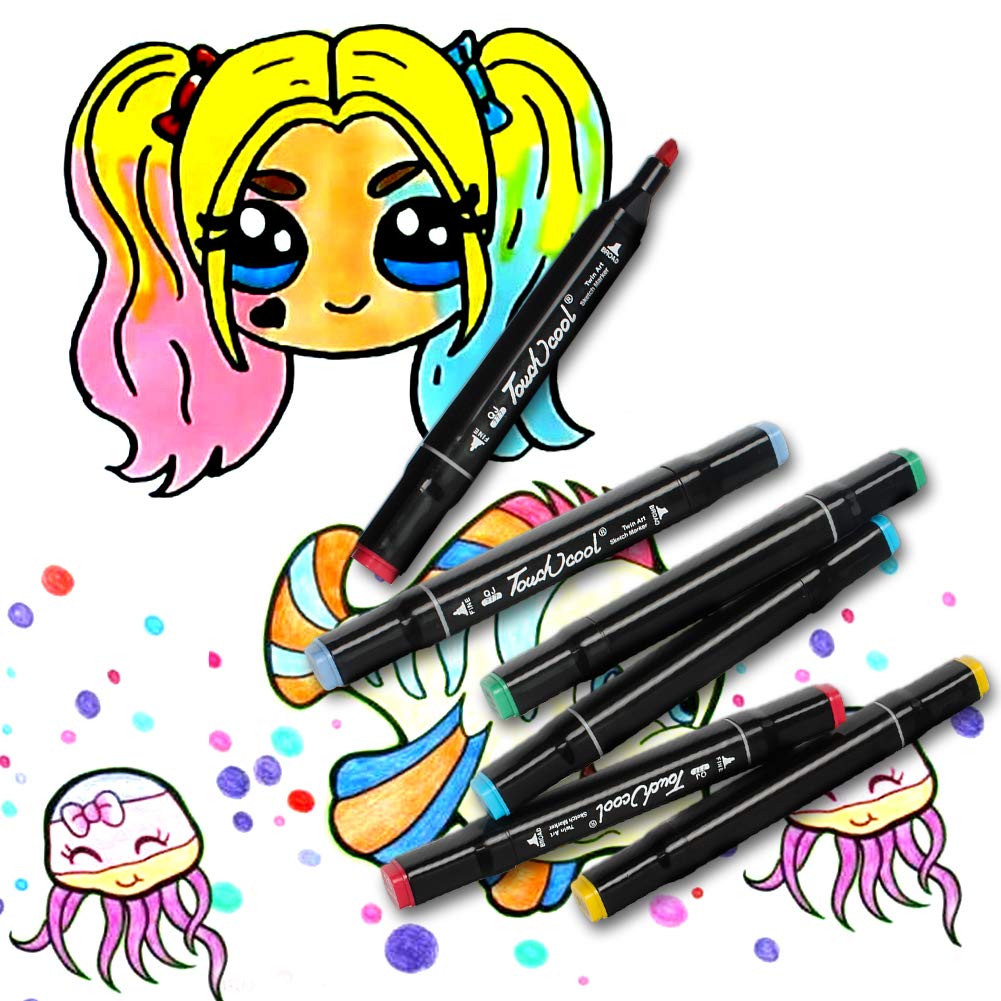 Ciaoed Artist Alcohol Based Marker Pens, 40 Colors Dual Tip Artist Markers Pens with Fine Tip and Chisel Tip for Coloring Books, Art, Sketching, Calligraphy, Manga, Bullet Journal