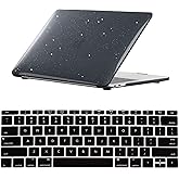 Laptop Case Compatible with MacBook Air 13 inch Case 2010-2017 Release Model A1466 A1369, Glitter Sparkle Pattern Translucent Plastic Shell Cover & Keyboard Cover Skin - Black