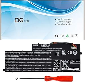 DGTEC New AC13C34 Laptop Battery Replacement for Acer Aspire V5-122P V5-132P E3-111 E3-112V 3icp5/60/80 Kt.00303.005 (11.4V 2640mah 30wh)