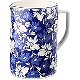 Madison Pitcher - 7.25 x 4.5 Inches, 66 oz, Premium Porcelain, Blue and White Floral Design - Perfect for Serving Drinks or Decorative Use