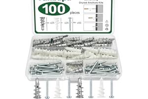 Tanbupu 100PCS Self Drilling Drywall Anchors and Screws Kit 50 Drywall Anchors and 50#8 x 1-1/4'' Screws 2 Sizes Drywall Anchors with Screws,Zinc Alloy and Nylon Plastic Wall Anchors