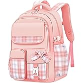 mygreen Cute Kawaii Kids Backpack for Girls - Anti - Theft, Multiple Pockets School Book Bags for Primary & Middle School Students Pink Large