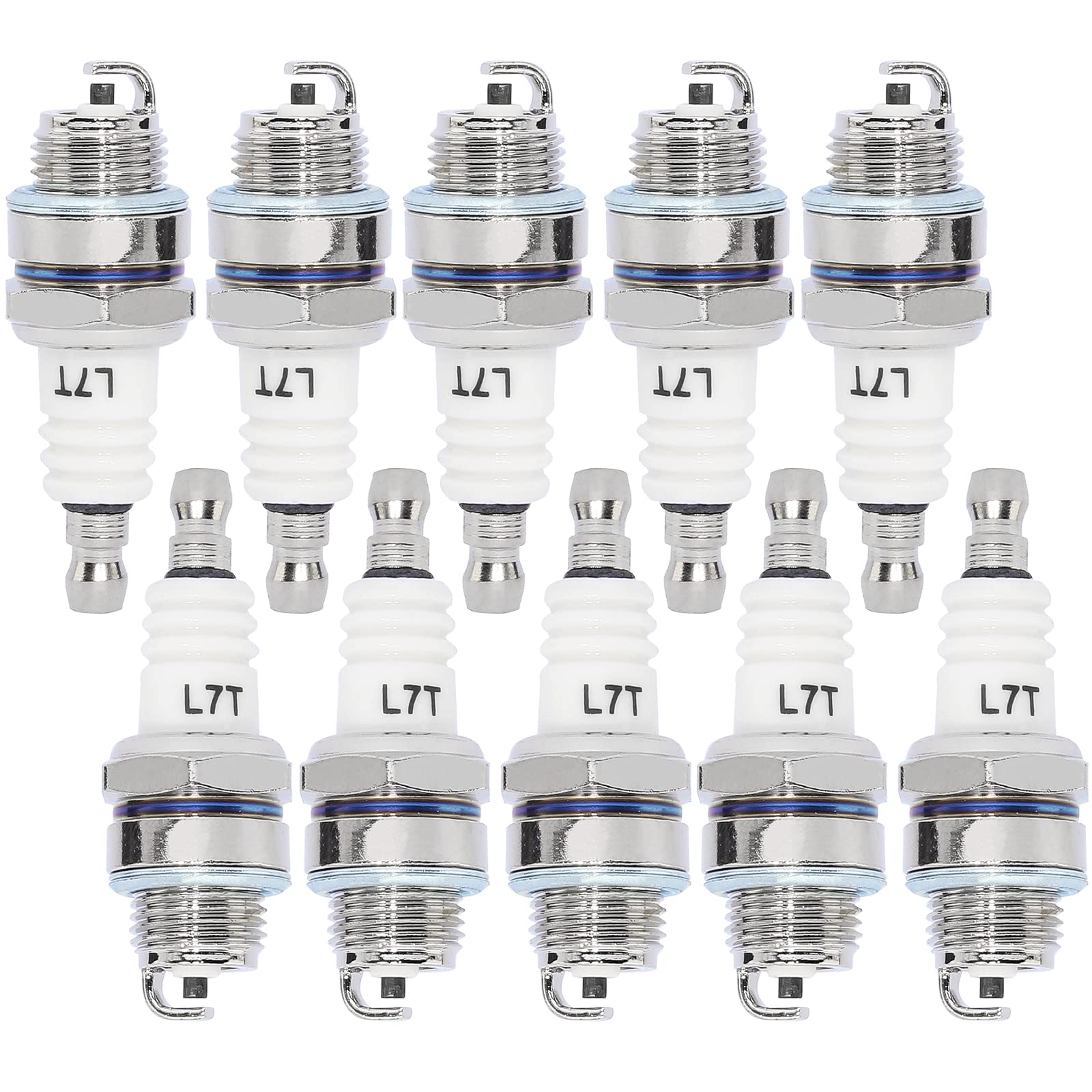 QAZAKY 10pc Spark Plug L7T for 33cc 43cc 47cc 49cc 2-Stroke Mini Pocket Bike ATV Quad Scooter Trimmer Blower Chainsaw Brushcutter Strimmer Lawnmover Echo Wacker Kawasaki