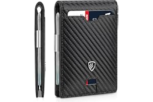 RUNBOX Mens Slim Wallet with Money Clip RFID Blocking Bifold Credit Card Holder for Men with Gift Box