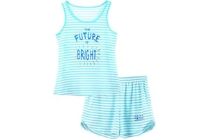 Cozchique Girls Tank Top Pajamas – Size 6 8 10 12 14 16 18 Summer Shorts Stripe PJS Set Big Kids Clothes for Tween/Teens