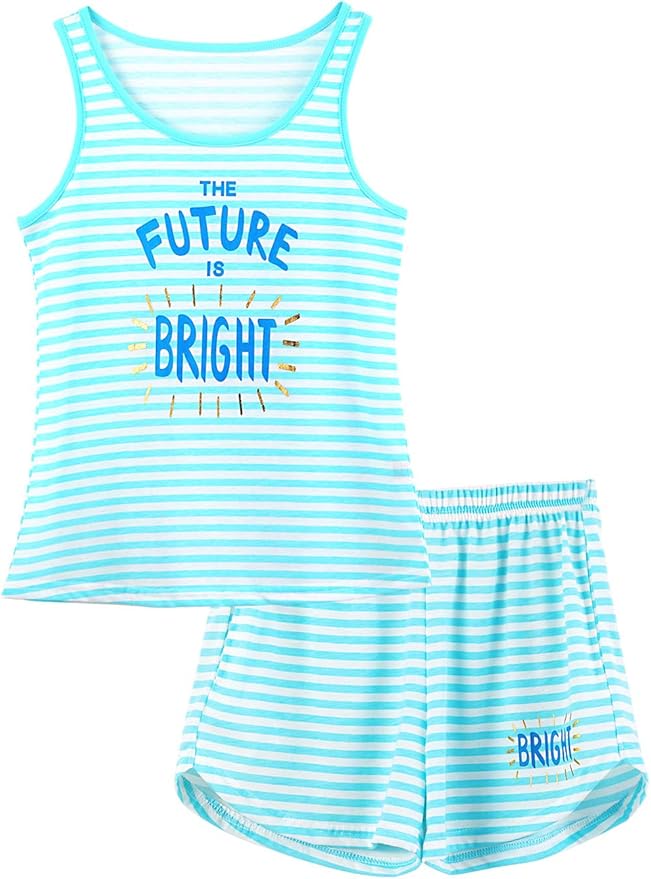 Girls Tank Top Pajamas Size 6 8 10 12 14 16 18 Summer Shorts Stripe