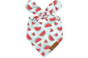 LunaMarie - Luxury Dog Bandanas - Cute Watermelon Design | Premium & Soft Fabric | 100% Handmade Custom Adjustable Shape Dual Layered Small, Medium, Large Cat Scarf (Watermelon, Large)
