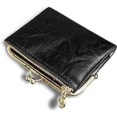 AOXONEL Womens Wallet Small Rfid Ladies Compact Bifold Leather Vintage Coin Purse With Zipper and Kiss Lock