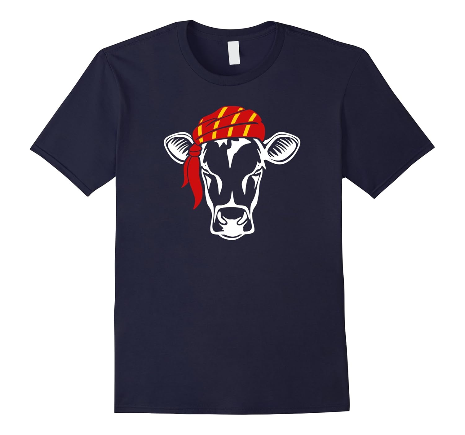 Cow Face With Red Bandana Pirate Scarf T-Shirt-Rose