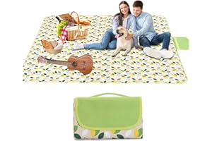 Cesicia Picnic Blankets Waterproof Foldable 80"X 60" Outdoor Beach Blanket, Lightweight Handy Mat Tote for Spring Summer Camping, Beach, Park, Patio on Grass Leaf