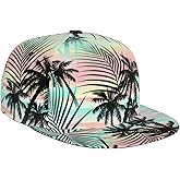 Gelxicu Hawaiian Palm Tree Hats Women Men Tropical Flower Adjustable Snapback Hats Baseball Caps