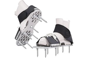 onoxouo Aerator Shoes, Lawn Aerator Shoes for Grass with 5MM Metal Bottom, Aeration Shoes for Lawn with Adaptable Straps for All Shoe Sizes, Aerating Shoes for Lawn, Fully Assembled - Beige