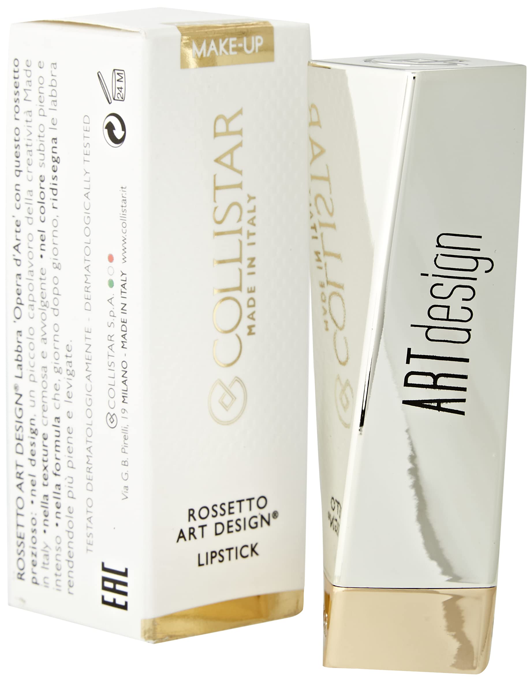 Collistar Art Design Lipstick Number 16 Ruby, Creamy Lipstick with Rich Bright Colour, Red Berry Extract Formula for Anti-Wrinkle Effect and Full and Smooth Lips, 3.5 ml