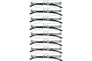 VisionGlobal 8 Pairs Reading Glasses, Blue Light Blocking Glasses, Computer Reading Glasses for Women and Men, Fashion Square Eyewear Frame (4black+4brown,+2.50 Magnification)