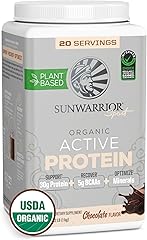 Sunwarrior Vegan Protein Powder Plant-Based USDA Organic Protein BCAAs 30g per Serving Sugar, Gluten, Dairy Free Non-GMO Choc