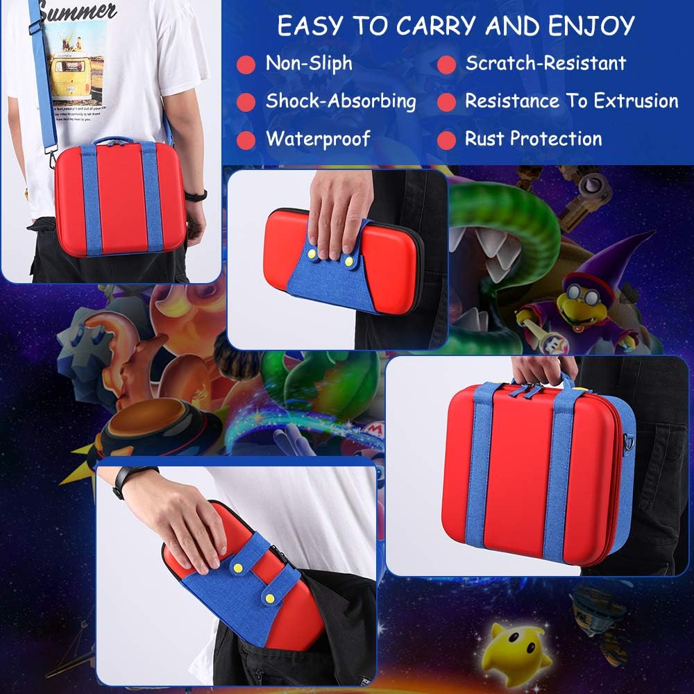 Travel Carrying Case for Nintendo Switch, Hard Shell Deluxe Storage Bag with Slim Portable Case&Shoulder Strap for Switch Console Dock Controller AC Adapter Accessories: Electronics