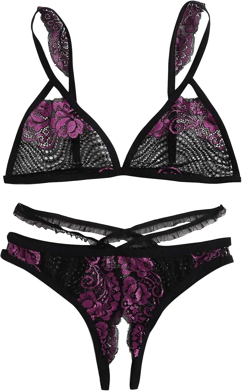 Leg Avenue Set Intimo Donna - Reggiseno A Gabbia E Mutandina Brasiliana, Trasparente E Sexy