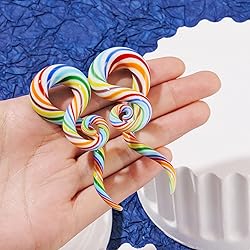 YOFANST 2pcs Glass Ear Tapers Plugs Handmade Spiral