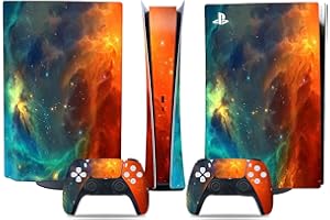 TANOKAY PS5 Console Skin and Controller Skin Set | Orange Starry Universe | Matte Finish Vinyl Wrap Sticker Full Decal Skins | Compatible with Sony PlayStation 5 Digital Edition