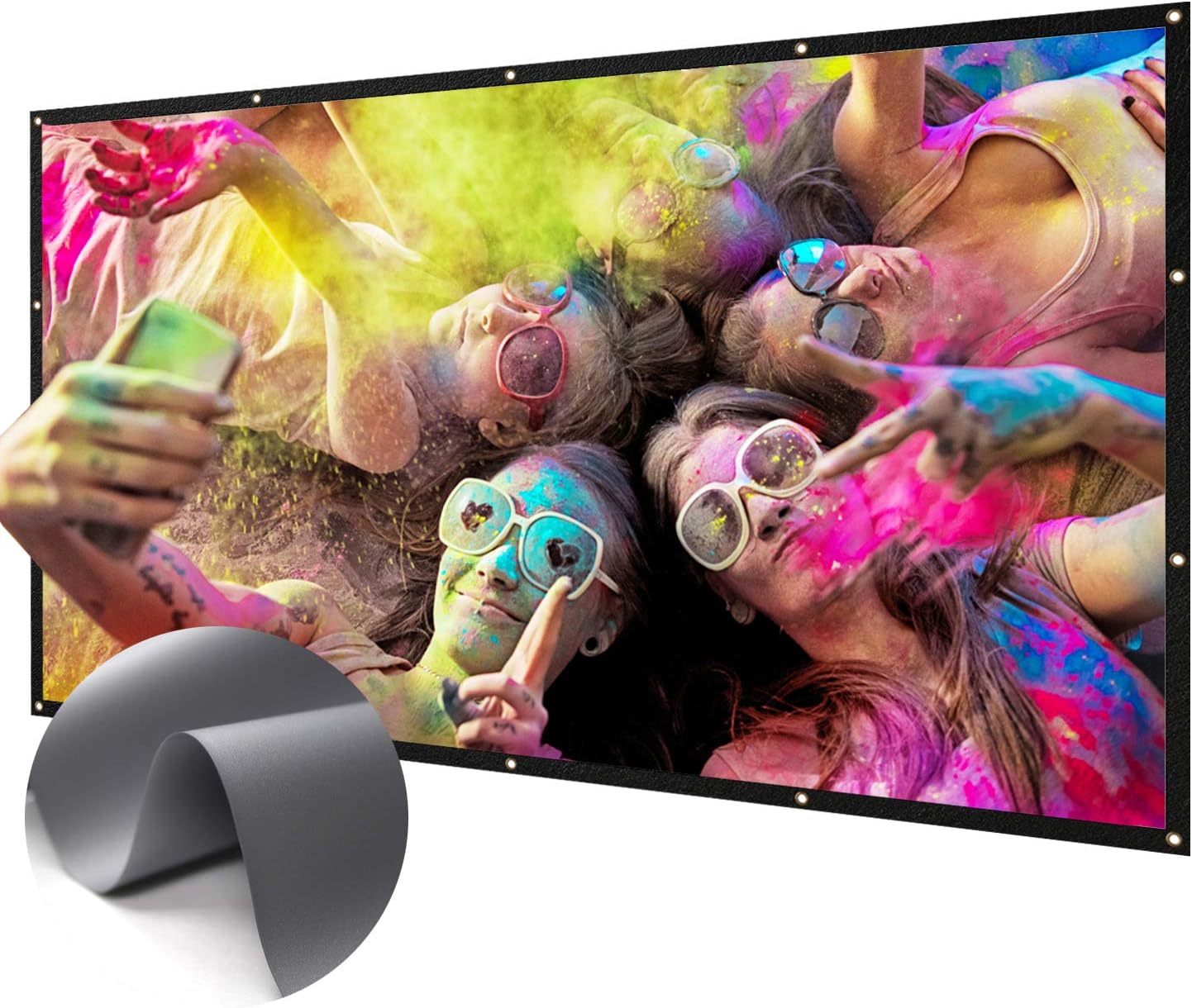 NIERBO 150 inch Metal Projector Screen Ambient Light Rejecting Screen 2.4 Gain 3D Movies Screen 16:9 for Home Theater