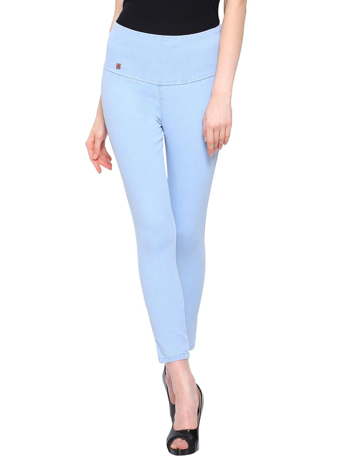 shopolica women's high waist denim jegging | ankle length style jeggings | solid | slim fit | stylish | trendy | elegant | dark blue skinny jeging for