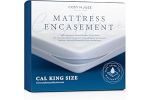Cosy House Collection Luxury Zippered Mattress Encasement - Master Bedroom Essentials - 100% Waterproof - Rayon Derived from Bamboo - Ultimate Noiseless Comfort & Cooling (Cal King)