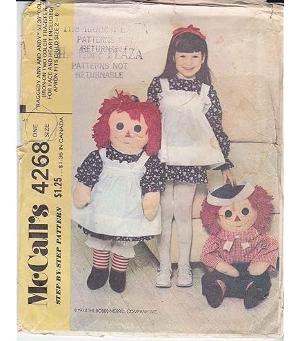RAGGEDY ANN＆ANDY Dole Vintage Raggedy Ann #8464 And Andy #8465 Soft Dolls Applause