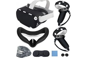 JYMEGOVR for Oculus Quest 2 Silicone Cover, Protective Cover Accessories for Meta VR, Multi Colors Soft Shell Skin, Controller Grips & Face Cover Set (Black)