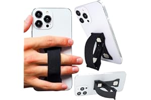 LOVEHANDLE PRO Premium Phone Grip - Elastic Phone Strap - Magnetic Phone Mount and Kickstand for Smartphone and Tablet - Black