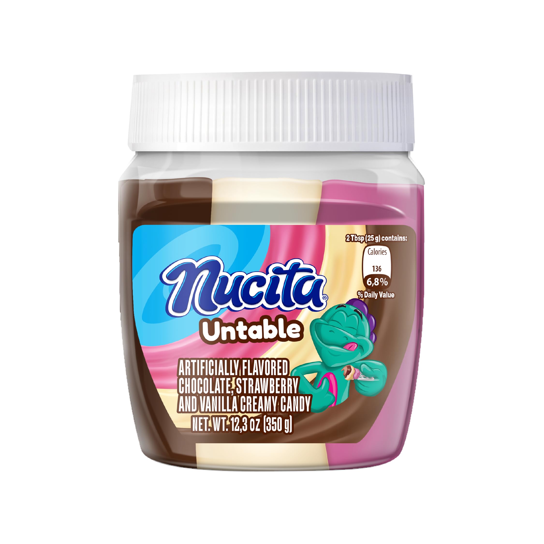 Nucita Trisabor Spreadable Jar | Great for Sandwiches or Crackers | Chocolate, Vanilla & Strawberry Flavors | 12.35 Ounce (Pack of 2)