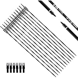 Tiger Archery 30Inch Carbon Arrow Practice Hunting Arrows with Removable Tips for Compound & Recurve Bow(Pack of 12)
