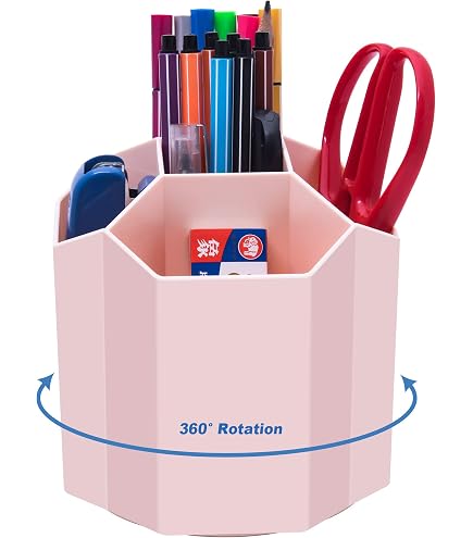 HBlife 360° Rotating Pen Holder - 5-Slot Desk Organizer For Pens, Makeup Brushes, Office Supplies (Blue) - View #11