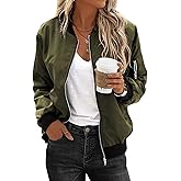 Zeagoo Women's Bomber Jacket Casual Coat Zip Up Spring Fall Clothes with Pockets S-XXL
