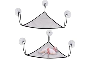 NIUOHOY 2 Pcs Axolotl Bearded Dragon Lizard Hammock with Large Suctions and Rope No Rust Breathable Mesh Reptile Hammock Tank Accessories for Geckos, Iguanas, Anoles, Snakes, Chameleon (Black)
