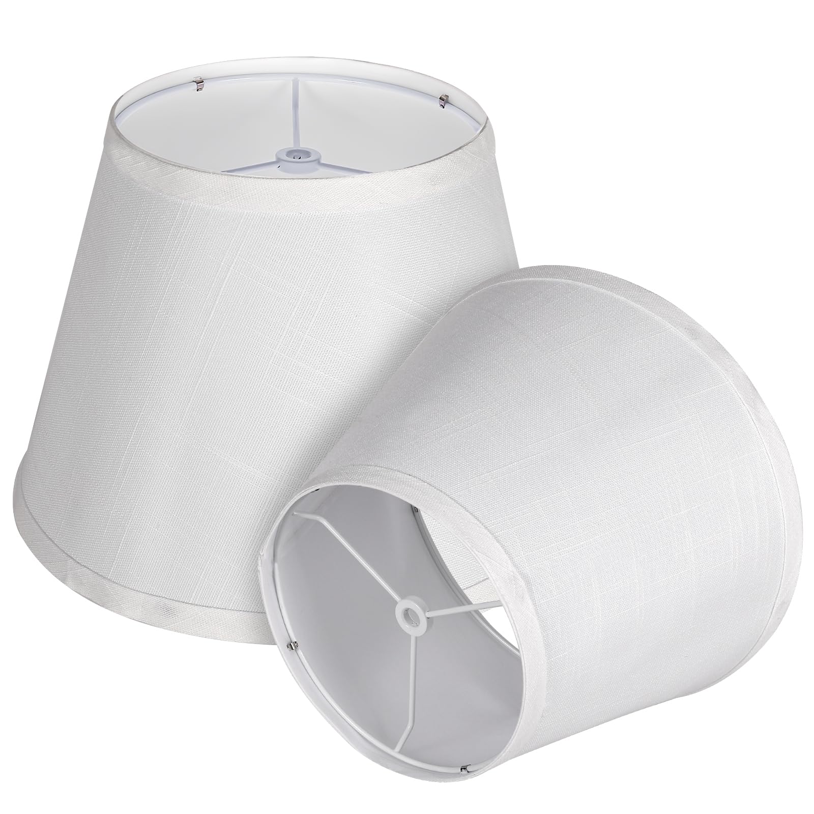 Photo 1 of White Bamboo Lamp Shades Set of 2, 7" Top X 11" Bottom X 8" High For Home Decor Living Room Bedroom Table Lamp Spider Fitter