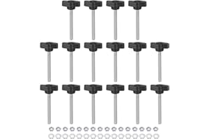 HARFINGTON 16pcs Tee Wing Knobs M5 x 50mm Metric Thread 27mm Z/T Head Plastic Handles Thumb Screws Hand Clamping Threaded Stud Knob Grip Thumbscrew with Nuts Washers, Black