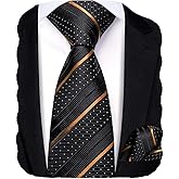 Hi-Tie Boys Ties Self Tie Silk Striped Kids Necktie and Pocket Square Set Paisley Boys Tie for Age 8-11 Wedding