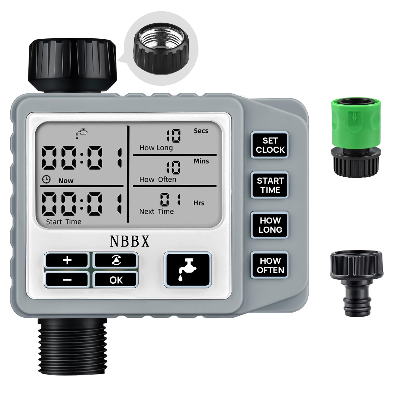 Photo 1 of NBBX Sprinkler Timer for Garden Hose, Outdoor Watering System with Rain Delay, Manual & Automatic Mode, 1 Outlet