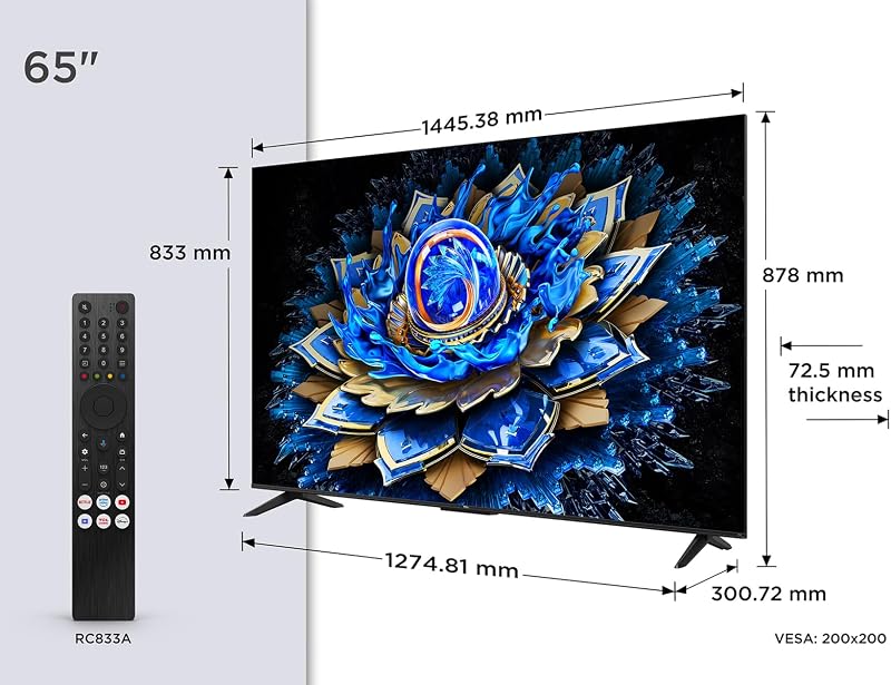 65T69C – Smart TV QLED 4K HDR10+ da 65", Google TV con Dolby Atmos